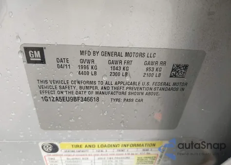2011 Chevrolet Malibu Ls from USA, damaged, VIN 1G1ZA5EU9BF346618